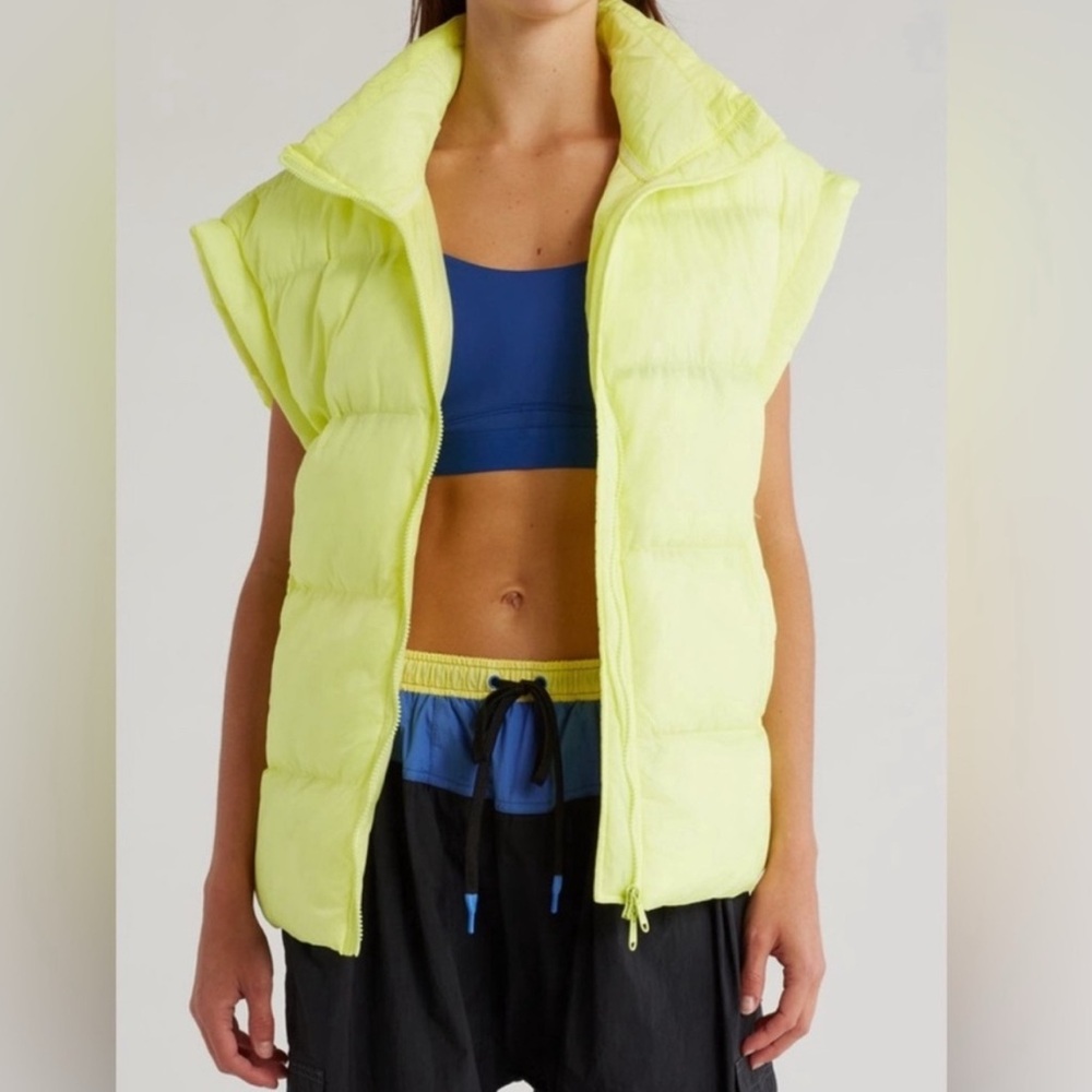 Neon Yellow Sleeveless Puffer Vest